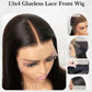 Silky Straight Brazilian Virgin Hair Glueless Lace Front Wigs