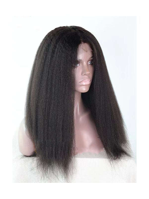 Kinky Straight Indian Remy Human Hair Glueless Lace Front Wigs [KGSW147]